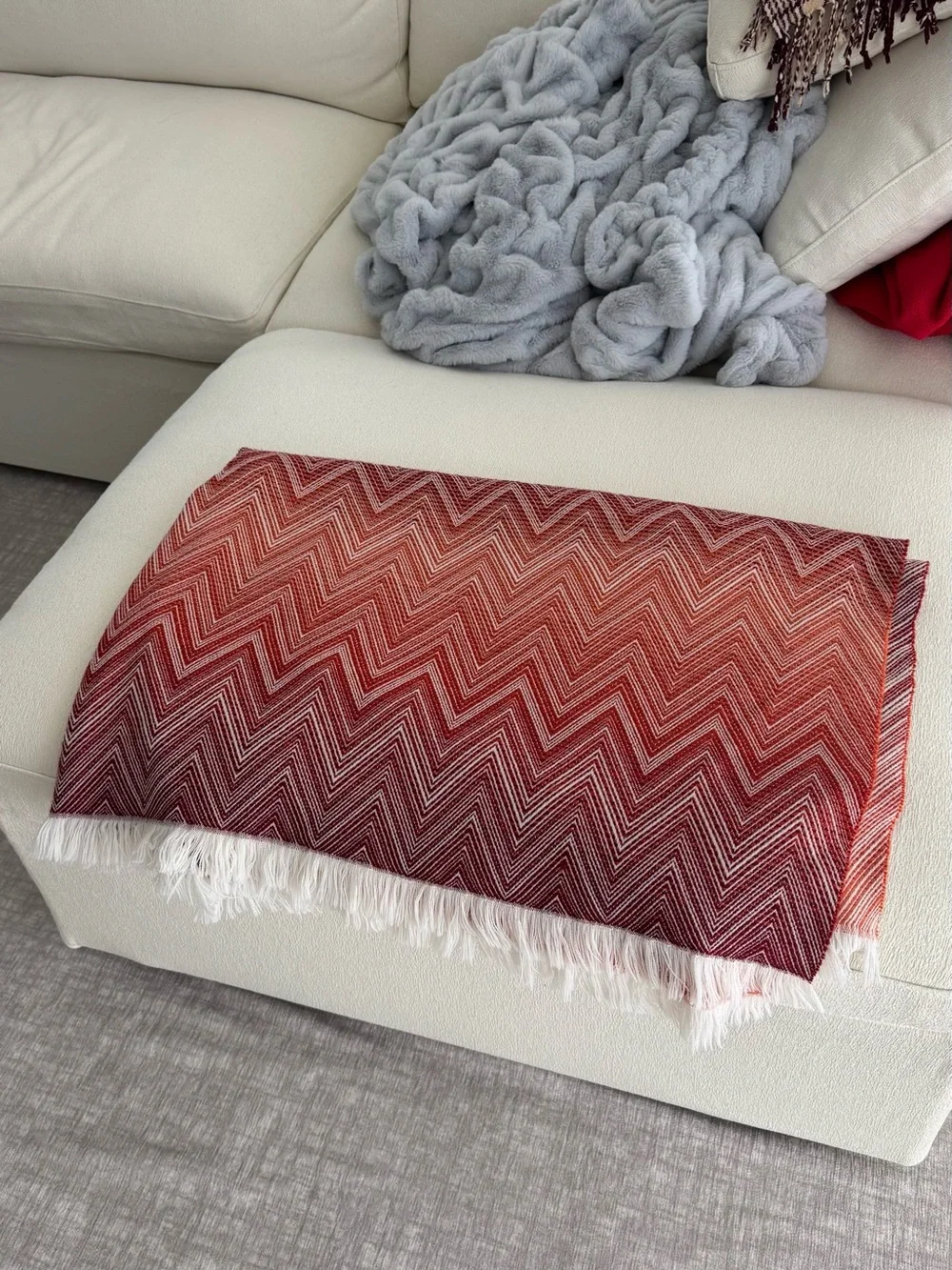 Missoni Red Chevron Fringe Throw